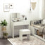 Makeup Desk With Drawer, Vanity Table Set With Flip-up Mirror And Cushioned Stool,