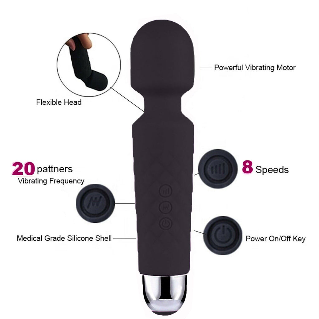 Magic Massage Wand Muscle Relaxation Massager 20 Speed Vibrating Full Body Therapy Motor Vibration