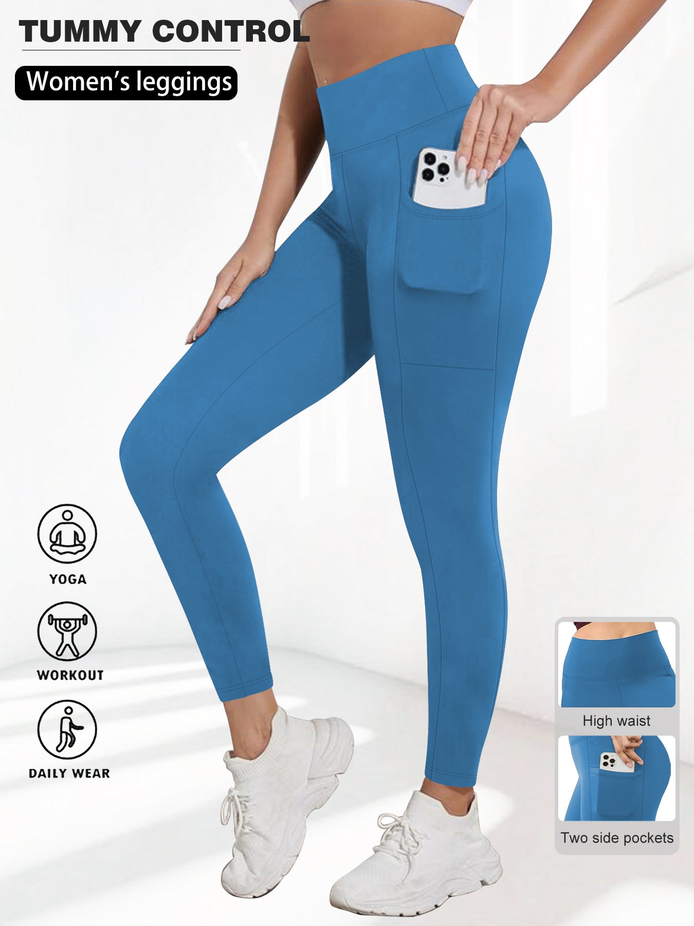 Womens Yoga Leggings Soft Tummy-control  High-stretch  And Opaque