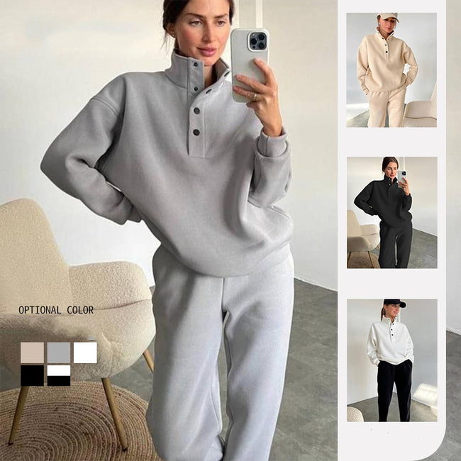 Oversized Solid Casual Pullovers Long Pant Set Warm Hoodie New Tracksuit Suit Fashion Pant Sets Sets For Women 2 Pieces Hover Image