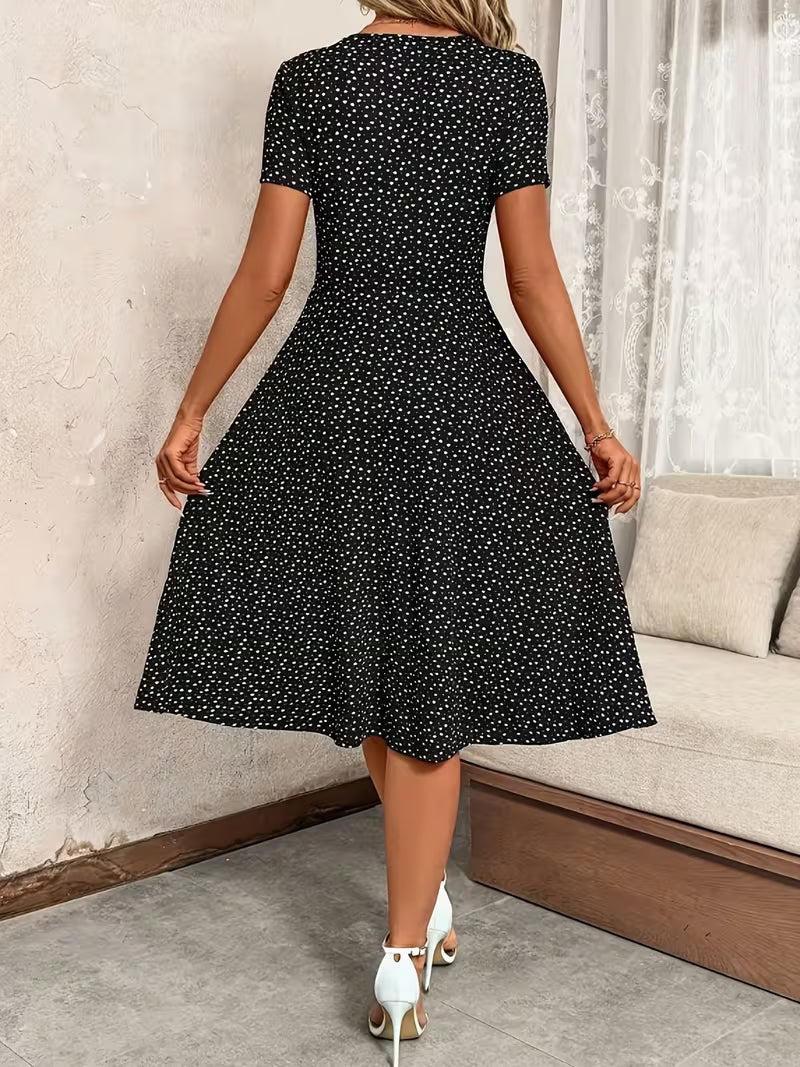 [Women's V-Neck Dress] 2026 Summer New Classic V-Neck Button Waist Dress for Women