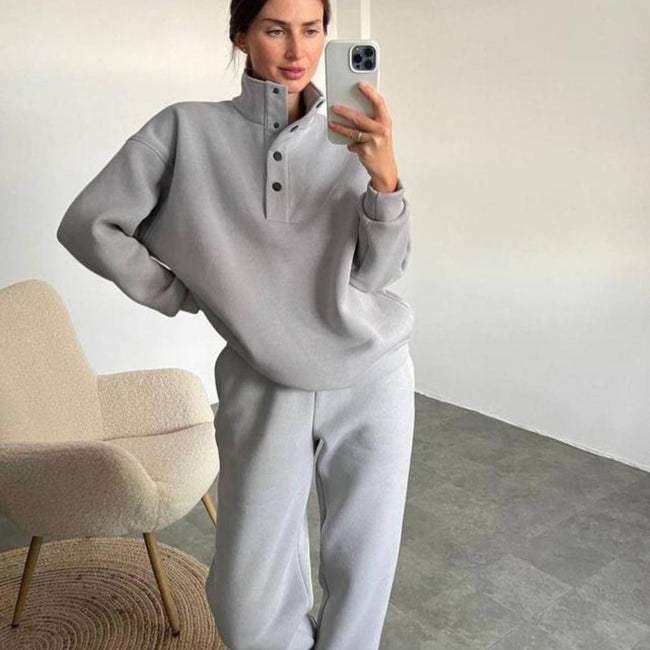 Oversized Solid Casual Pullovers Long Pant Set Warm Hoodie New Tracksuit Suit Fashion Pant Sets Sets For Women 2 Pieces Main Image
