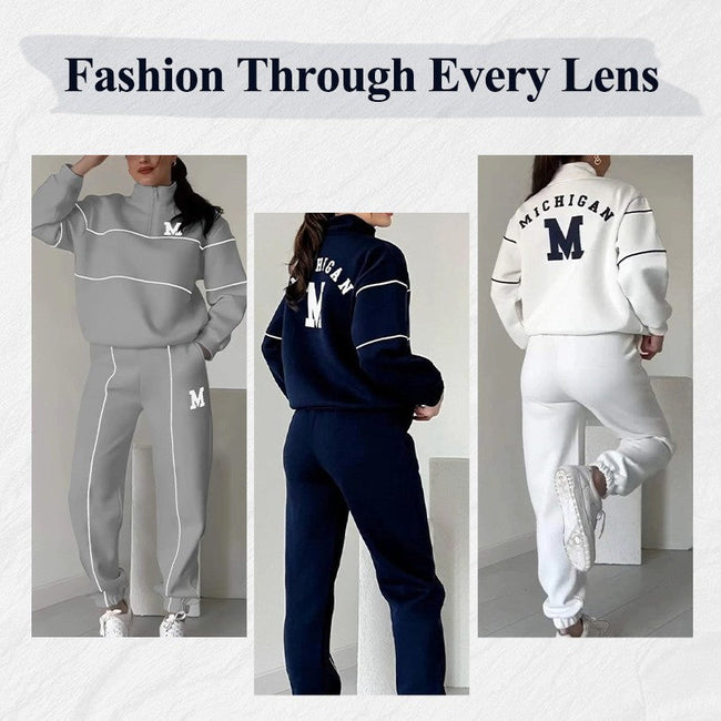 Womens 2 Piece Outfits Lounge Hoodless Pullover Sweatshirt Sweatsuit Sets Sweatshirt Baggy Fashion Sweatpants With Pockets Main Image